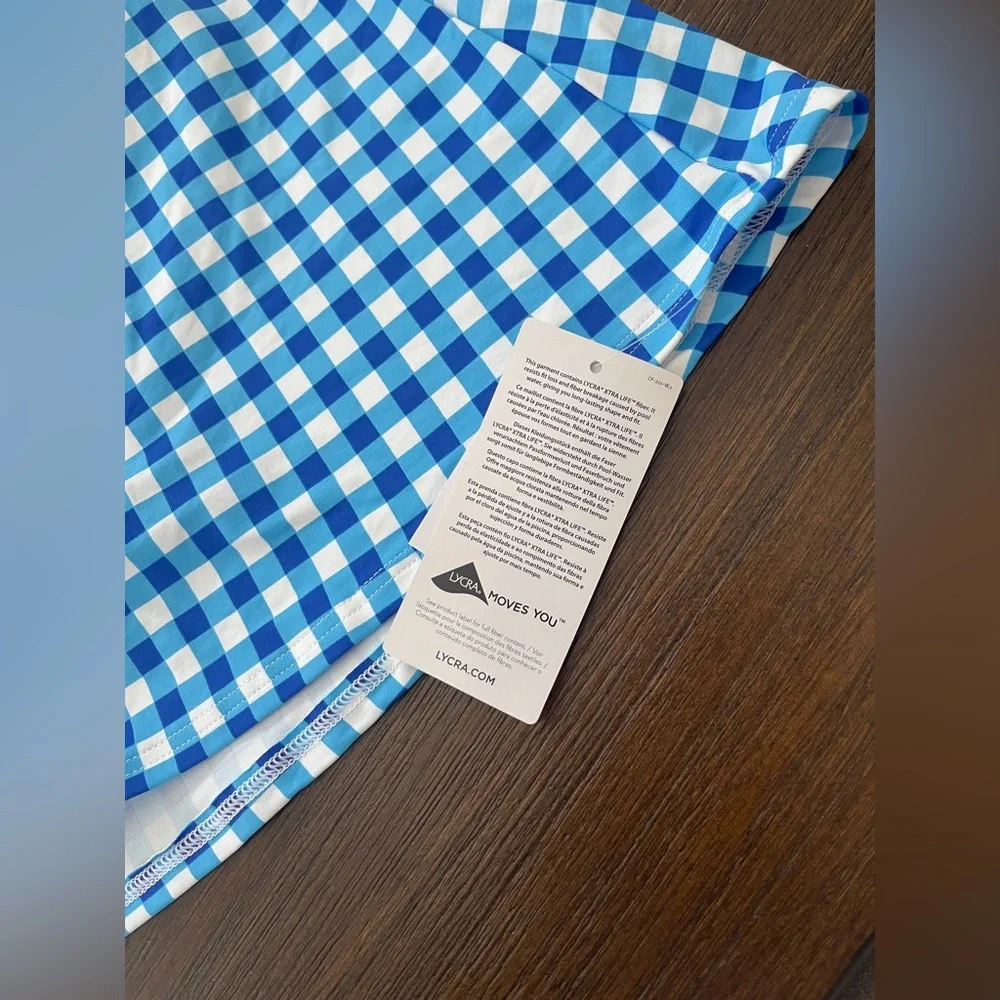 NWT Draper James X Lands End Blue Gingham Swim Skirt - Picture 2 of 7